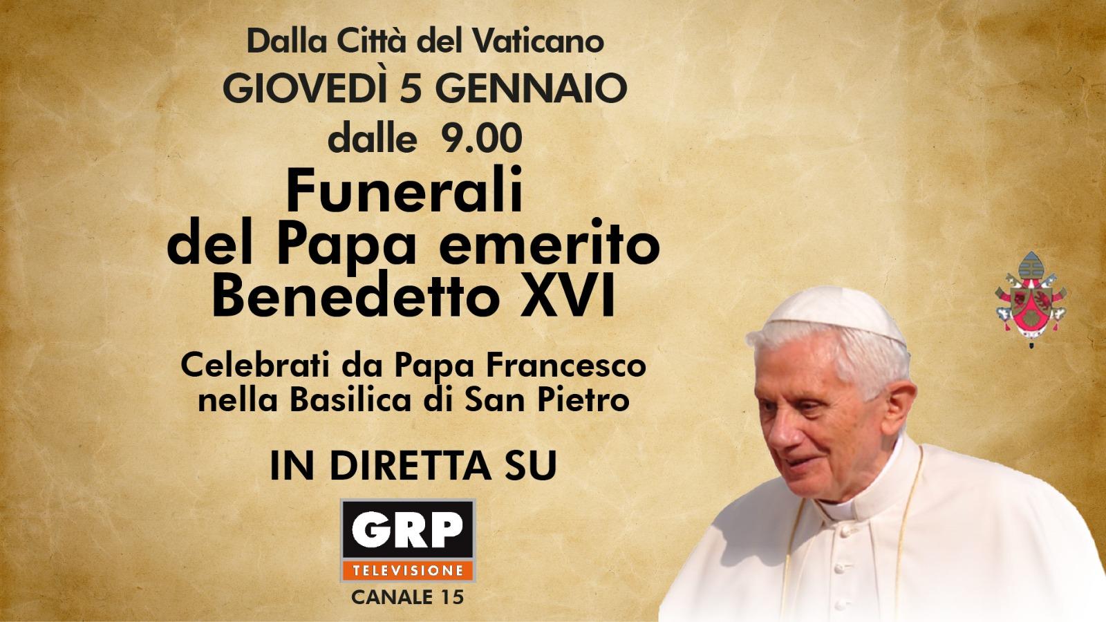 Funerali di Papa Benedetto XVI in diretta su GRP Televisione